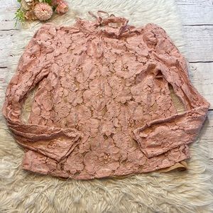 Wayf Pink Lace Blouse sz M